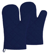 Kuber Industries Heat Resistant Cotton Kitchen Oven Mitt Microwave Glove Set, Non-Slip Grip and Hanging Loop for Kitchen, Cooking, Baking, Set of 2 (Blue)